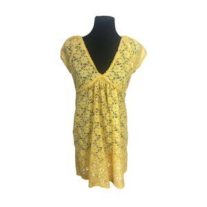 Laundry By Design Yellow Cap Sleeve Eyelet‎ Size Medium Dress Coverup